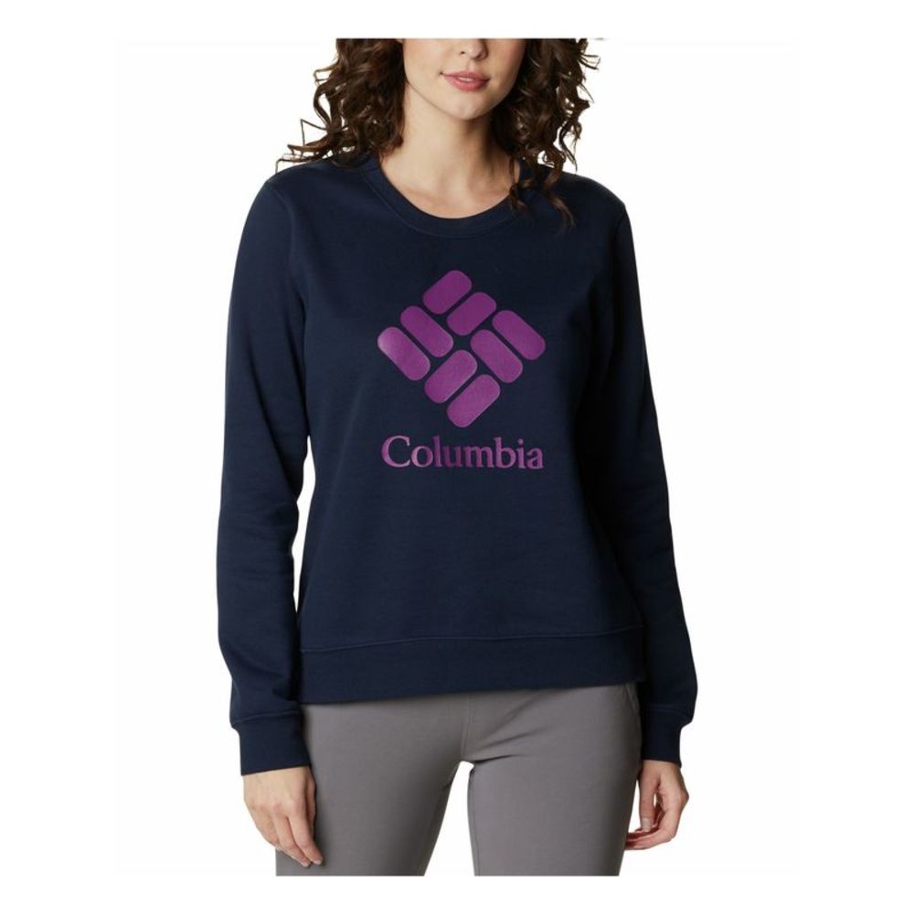 COLUMBIA SPORTSWEAR CO. Womens Navy Ribbed Logo Graphic Sweatshirt Plus 2X